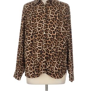 Michael Kors Leopard Print Button-Up Blouse